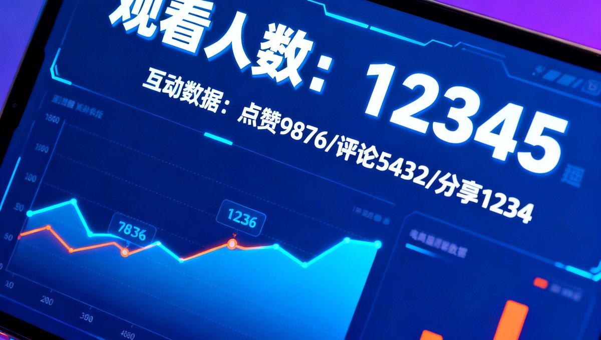 双十一期间电商直播间后台数据监控大屏，实时显示观看人数和互动数据